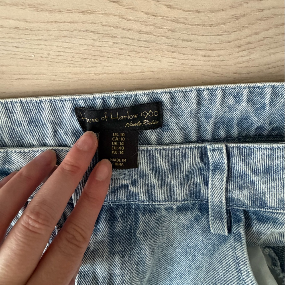 House of Harlow 1960 Light Blue Denim Wide-Leg Jeans and Top Set - Picture 4 of 5